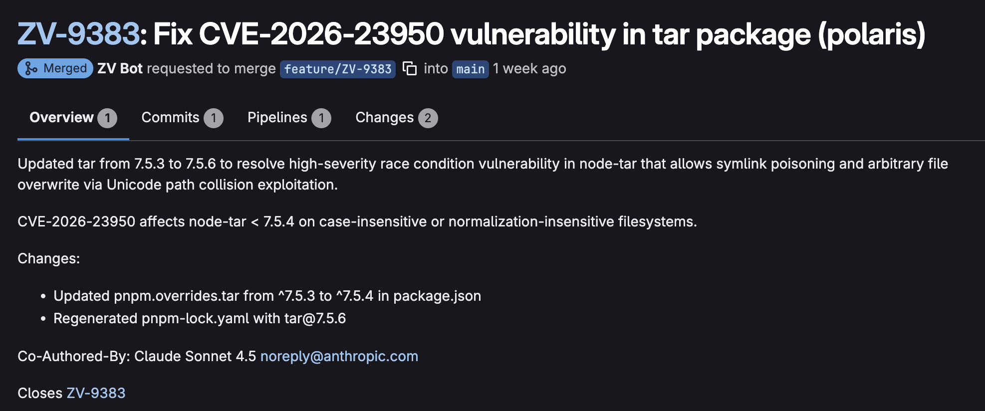 MR créée par /claude-dev