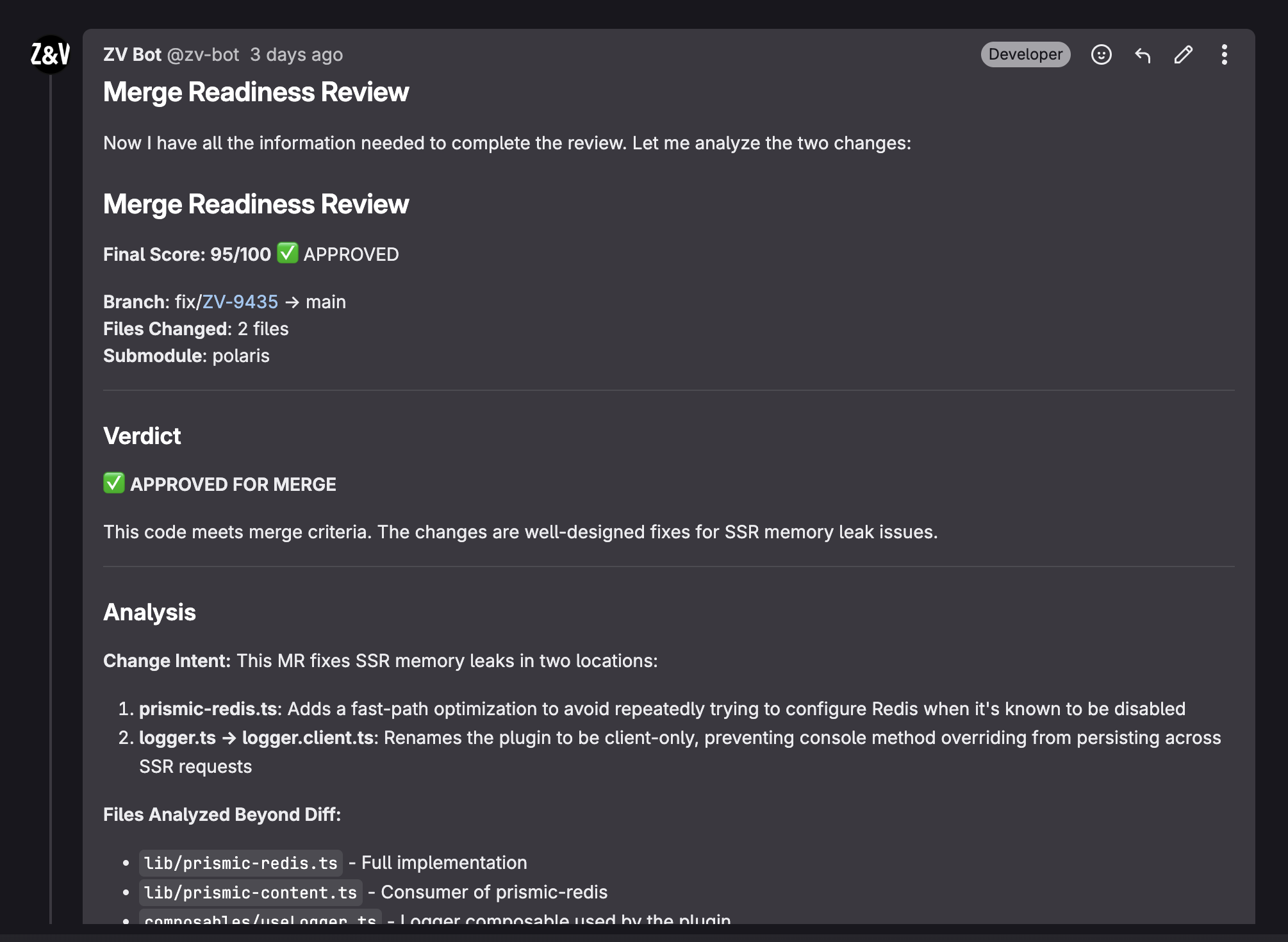 MR approuvée par ZV Bot