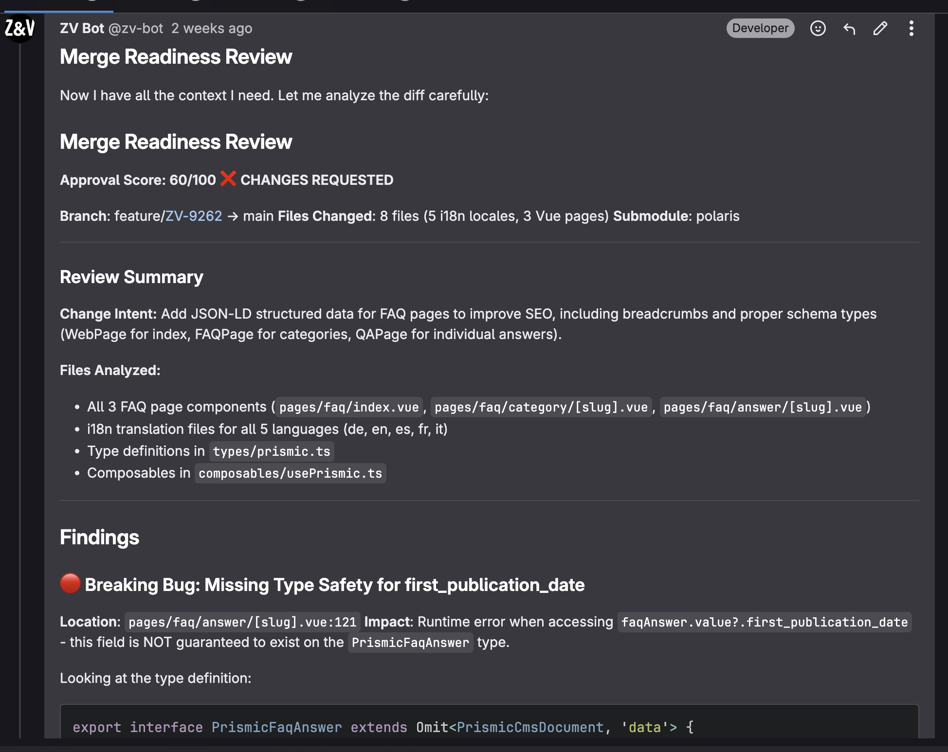 MR rejetée avec feedback